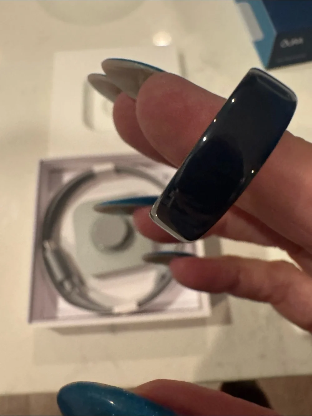 Oura Ring 4 Ceramic in Midnight Blue with Silver Logo Size 12 Brand new!